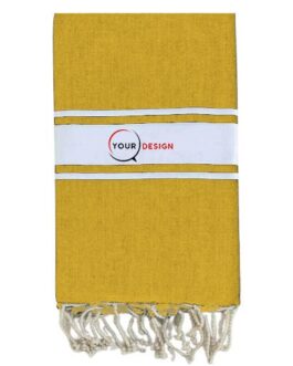 Fouta plate authentique jaune moutarde rayures blanches