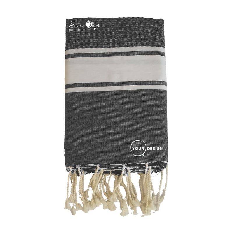 Mixed flat fouta and anthracite gray honeycomb Tunisia