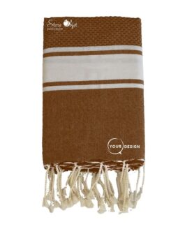 fouta-mixte-plate-nid-d-abeille-marron-tunisie-store-obmixtejet-publicitaire