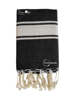 Flat mixed fouta and black honeycomb Tunisia