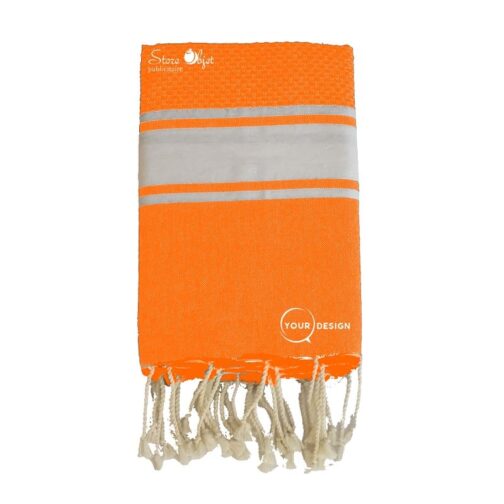 fouta-mixte-plate-nid-d-abeille-orange-tunisie-store-objet-publicitaire