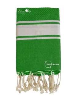 Fouta mixte plate et nid d’abeille vert bouteille