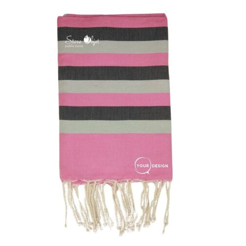 Classic tricolor fouta pink, black and gray Tunisia