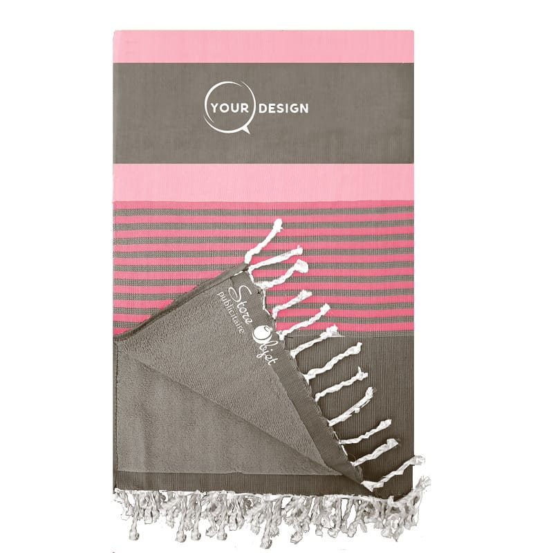 Fouta lined with anthracite sponge and pink shades Tunisia