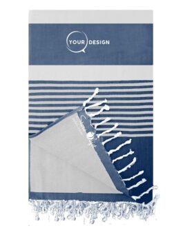 Fouta doublée éponge bleu marine et gris