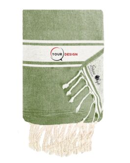 Fouta plate doublée éponge vert olive