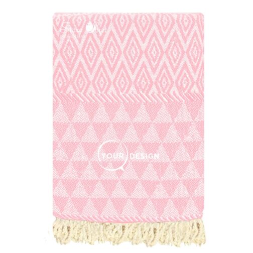 fouta-jacquard-diamant-rose-clair-tunisie-store-objet-publicitaire