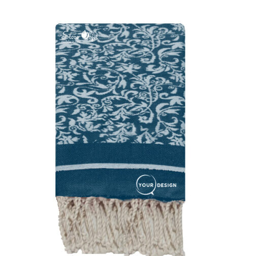 fouta-jacquard-florale-bleu-jean-tunisie-store-objet-publicitaire