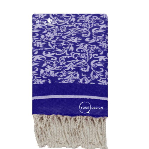 fouta-jacquard-florale-bleu-nuit-tunisie-store-objet-publicitaire