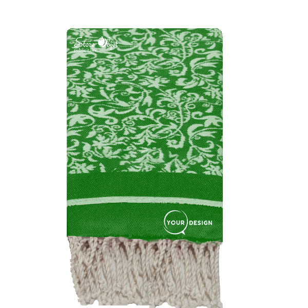 fouta-jacquard-florale-vert-bouteille-tunisie-store-objet-publicitaire