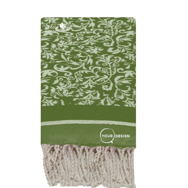 fouta-jacquard-florale-vert-olive-tunisie-store-objet-publicitaire