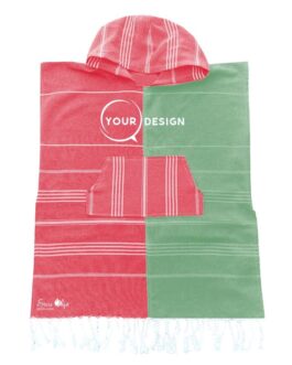 Poncho enfant fouta rouge et vert