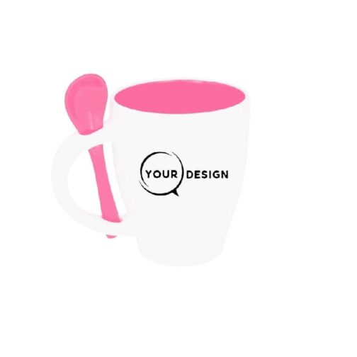 mug-ceramique-publicitaire-rose-sublimable-avec-cuillere-tunisie-store-objet-publicitaire